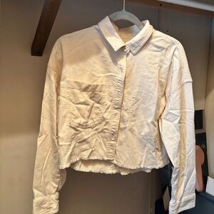 American Eagle Outfitters Cream Button-Up Shirt